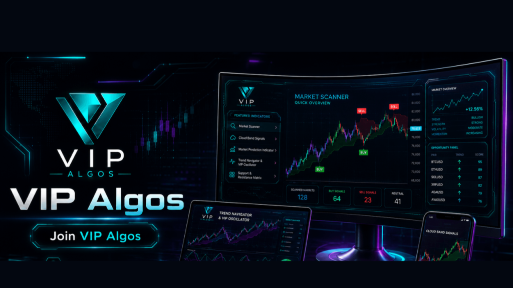 Discover VIP Algos Indicators, advanced AI-powered TradingView indicators featuring BUY & SELL alerts, trend detection, chart pattern recognition, TP/SL levels, and profit target zones for smarter trading decisions.